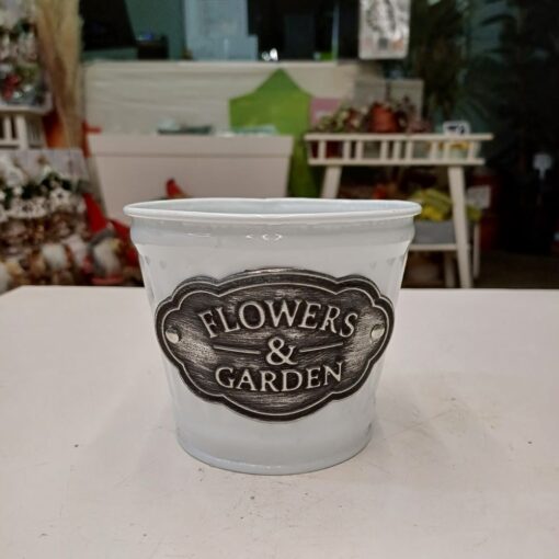 Dekorativna bela Flower & Garden  metalna obloga O79